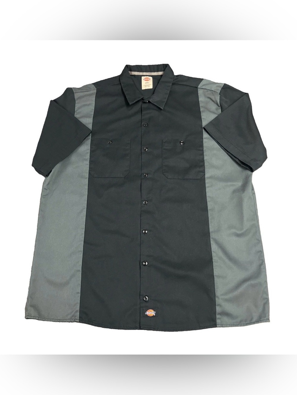 Dickies Two-Toned Twill Short Sleeve Work Shirt in Black/Grey - Men’s 2XL